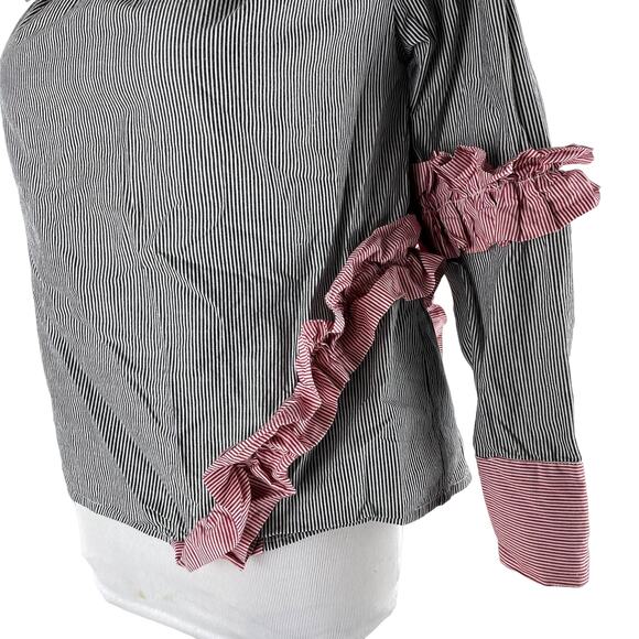 Walter Baker Derrick Striped Ruffle Off Shoulder Top Size S - Picture 4 of 7